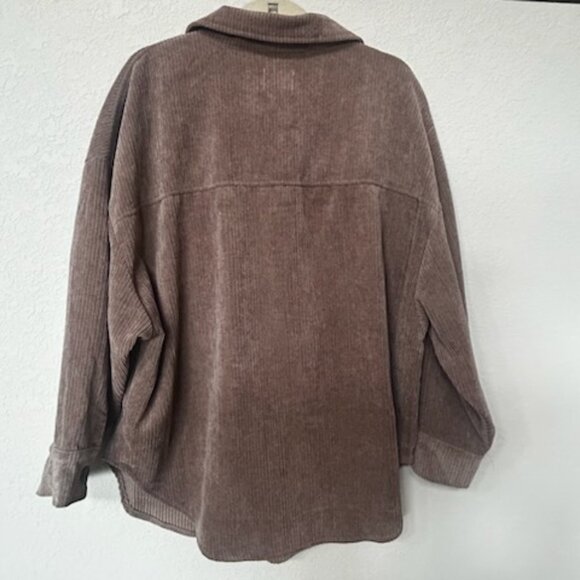 NWOT Vintage Taupe Brown Corduroy Suede Collared Fall Shaket Jacket Coat - Picture 7 of 11
